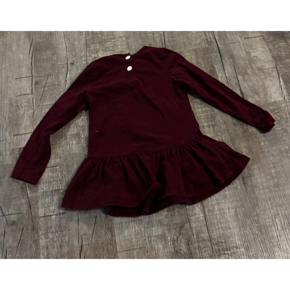 Ricrac & Ruffles Kids Girls Burgundy‎ Christmas Tree Dress Size 6